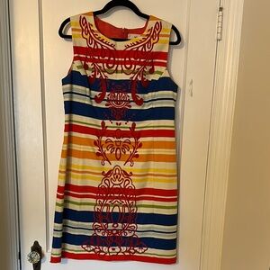Tabitha Colorful Statement Sheath Mini Dress Sleeveless Crew Neck